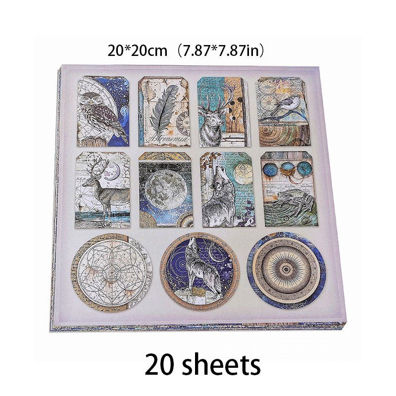 20 Sheets Vintage Universe Journal Material Papers for DIY, Arts & Crafts