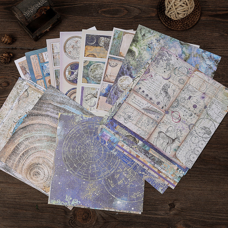 20 Sheets Vintage Universe Journal Material Papers for DIY, Arts & Crafts