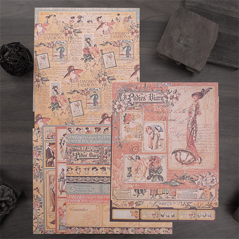 10pcs Paper Vintage Women's Life Journal For DIY Gift For Women Adults