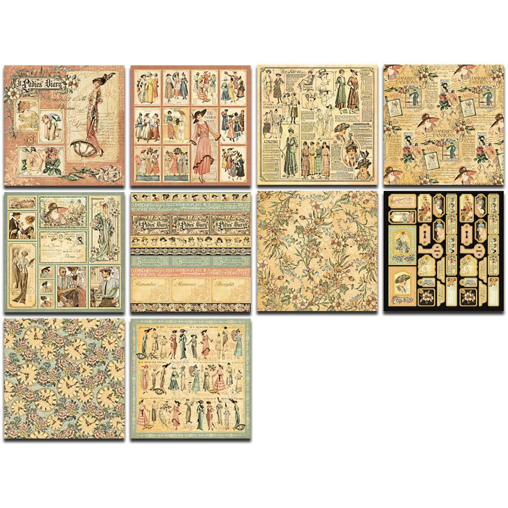 10pcs Paper Vintage Women's Life Journal For DIY Gift For Women Adults