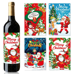 8pcs Christmas Wine Bottle Sticker Party Self adhesive Sticker
