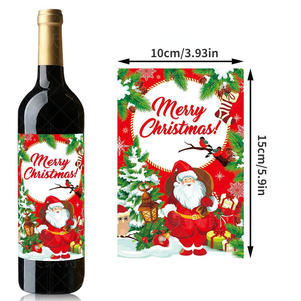 8pcs Christmas Wine Bottle Sticker Party Self adhesive Sticker