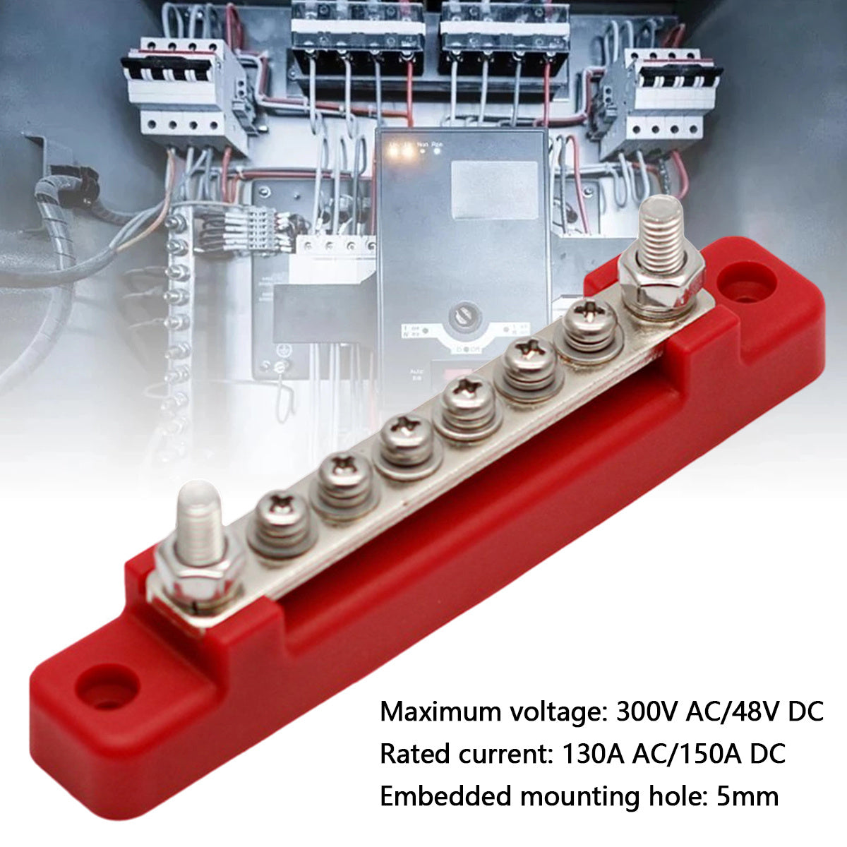 6-Way Bus Bar Terminal Block 300V AC 48V DC Power Distribution Block