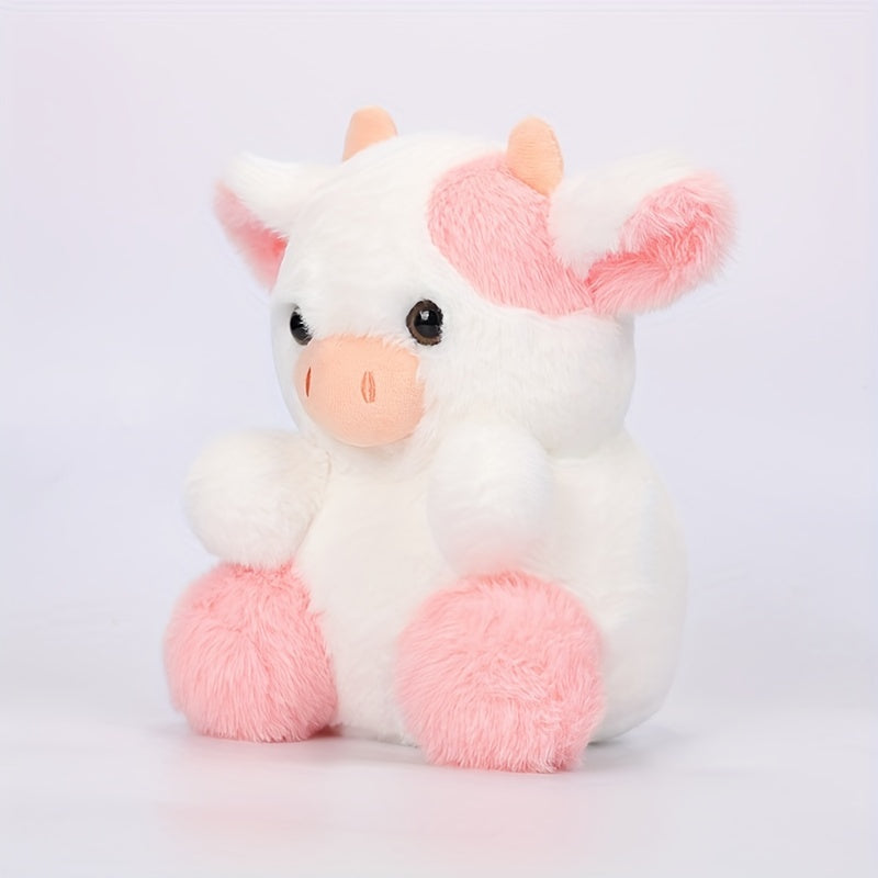 Pink Strawberry Cow Plush Toy - Cute Stuffed Animal for Kids