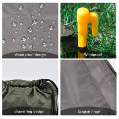Waterproof Picnic Blanket 200x210cm Beach Mat w/ Fixed Nail & Carabiner
