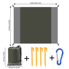 Waterproof Picnic Blanket 200x210cm Beach Mat w/ Fixed Nail & Carabiner