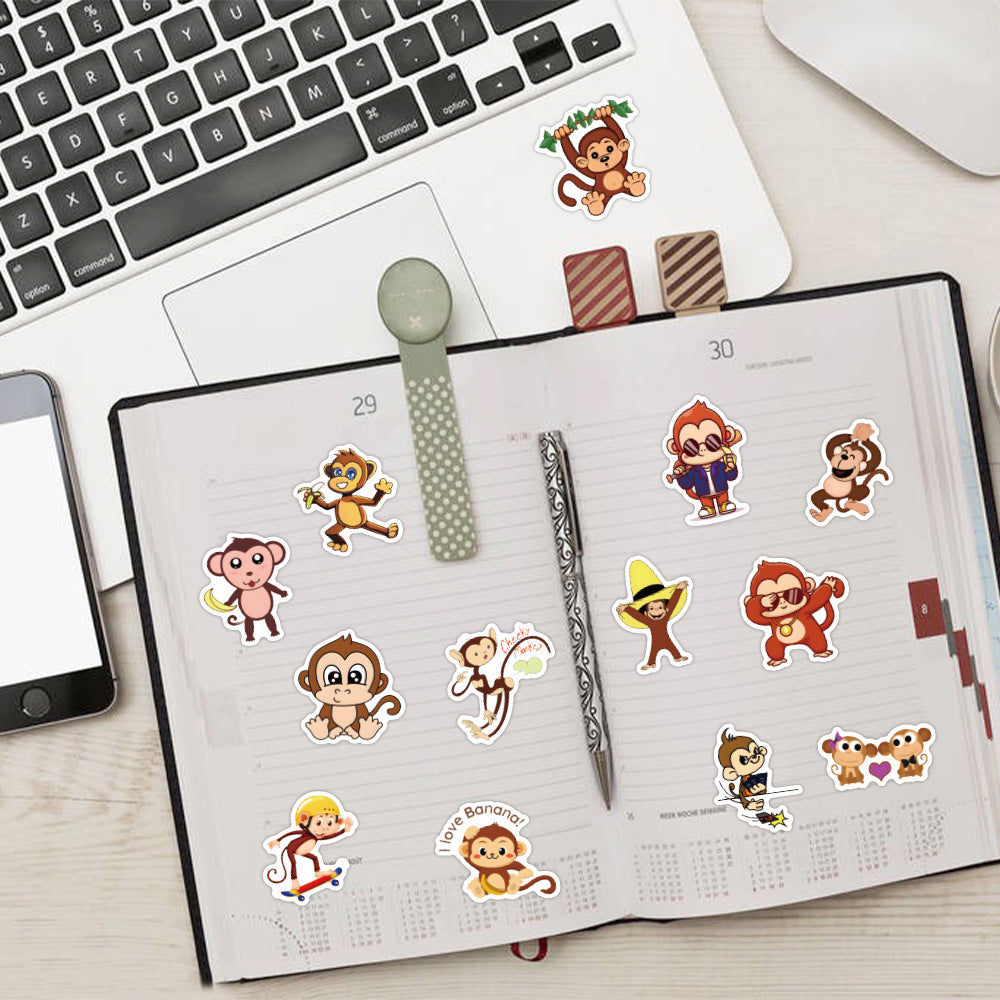 60pcs Monkey Stickers Vinyl Waterproof Stickers For Kids Girls Teens