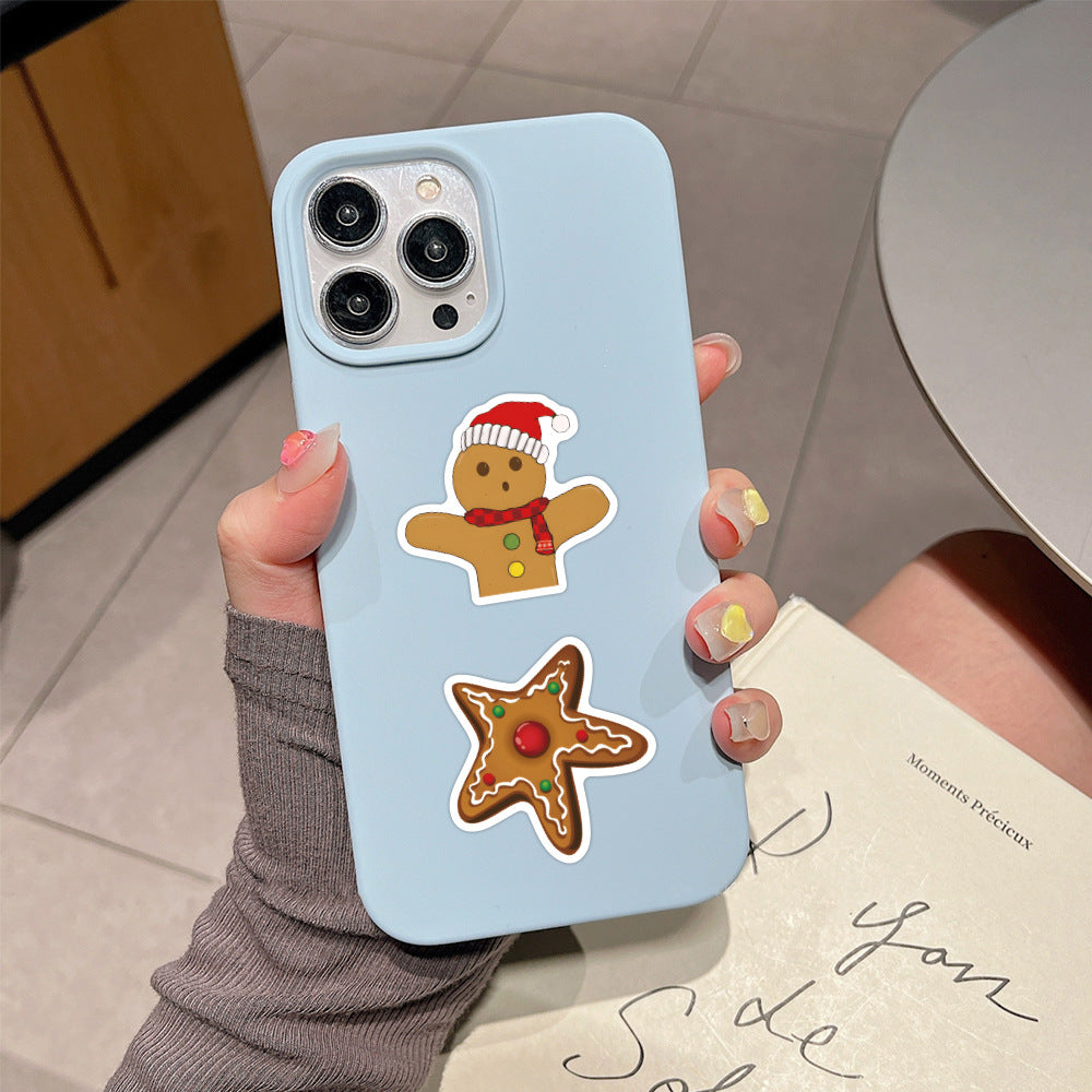 60pcs Christmas Stickers Gingerbread Man Cartoon Waterproof Vinyl Stickers