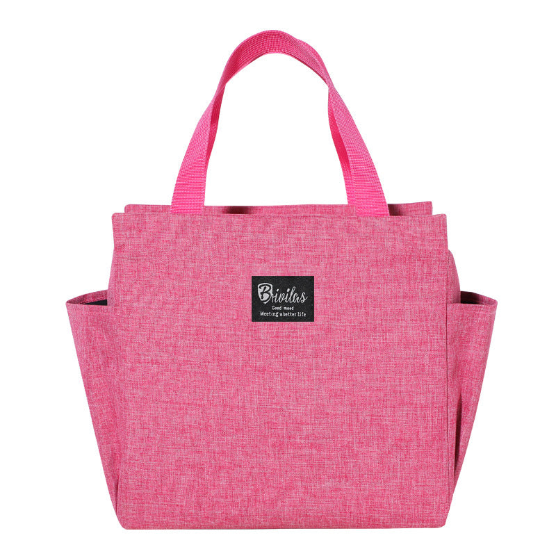 Portable Insulated Bento Bag With Double Pocket Lunch Box