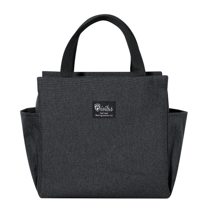 Portable Insulated Bento Bag With Double Pocket Lunch Box