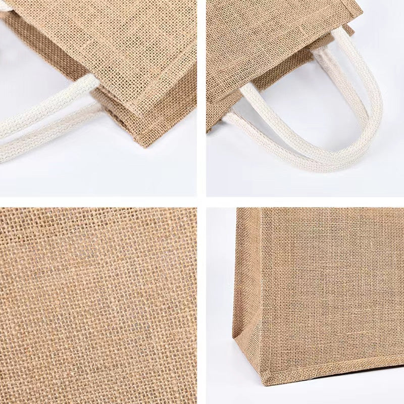 Yellow Hemp Bag Hand Painted Cotton Linen Handbag