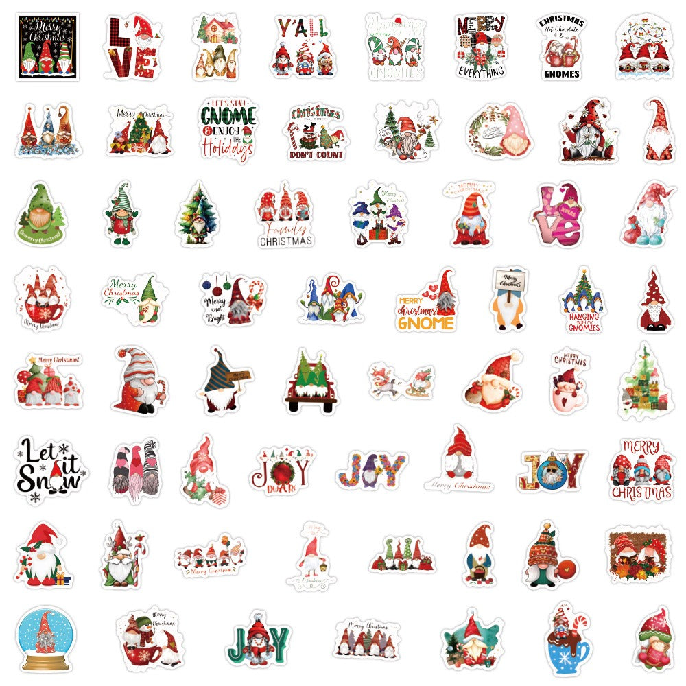 60pcs Christmas Santa Waterproof Stickers for Motorcycle Laptop Helmet