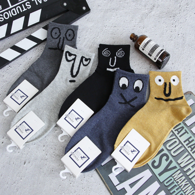 Men's Cartoon Crew Socks Breathable Cotton Comfy Casual Unisex Socks