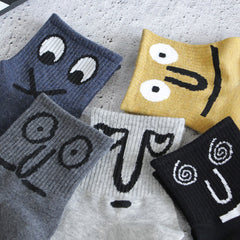 Men's Cartoon Crew Socks Breathable Cotton Comfy Casual Unisex Socks