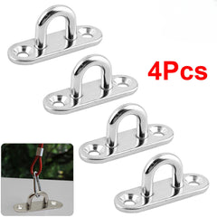 4pcs Marine Boat Stainless Steel Oblong Pad Eye Plate Hook Hanger