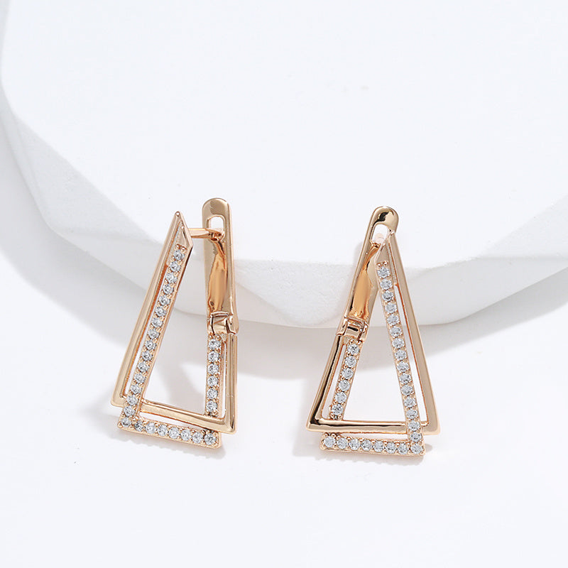 Golden Triangle Geometry Zircon Earrings