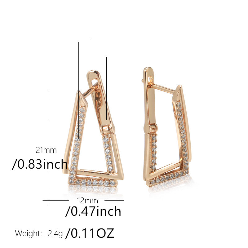 Golden Triangle Geometry Zircon Earrings