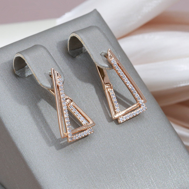 Golden Triangle Geometry Zircon Earrings