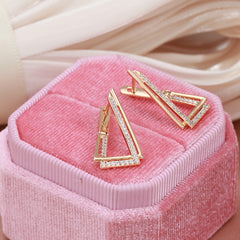 Golden Triangle Geometry Zircon Earrings