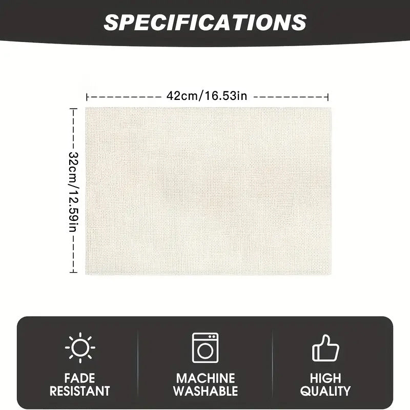 Linen Placemats Set of 8 Solid Insulation Anti-fouling Non-slip