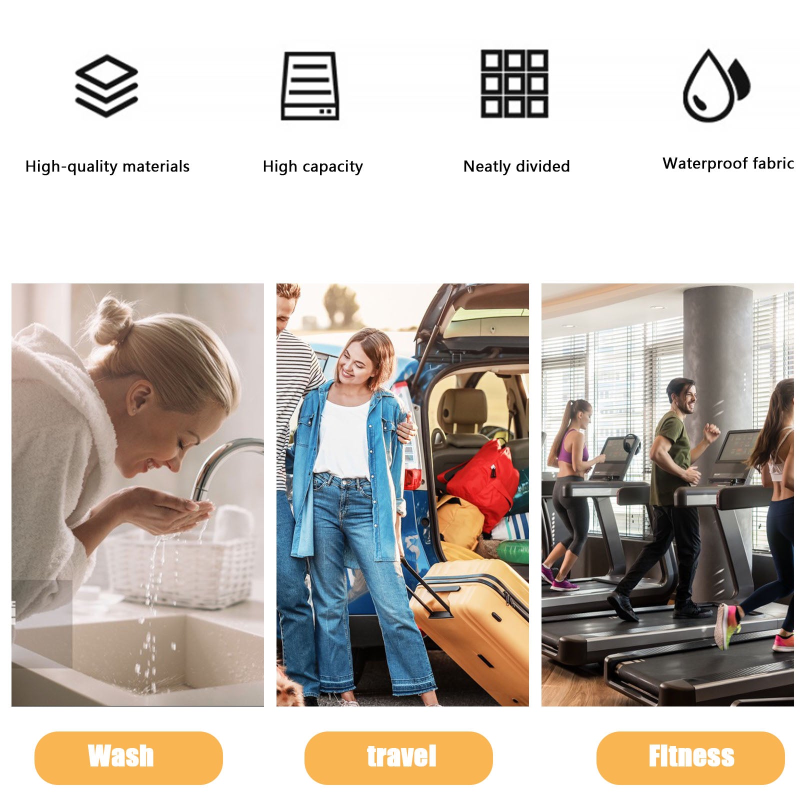 Large Waterproof PU Toiletry Bag For Travel Make Up Organiser Pouch