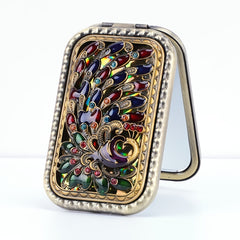 Vintage Metal Compact Mirror 2 Sided 2X 1X Magnification Portable And Foldable