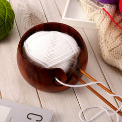Wooden Yarn Bowl for Knitting Crochet Weaving Wool Storage