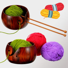 Wooden Yarn Bowl for Knitting Crochet Weaving Wool Storage