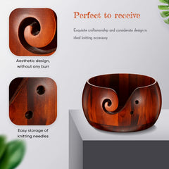 Wooden Yarn Bowl for Knitting Crochet Weaving Wool Storage