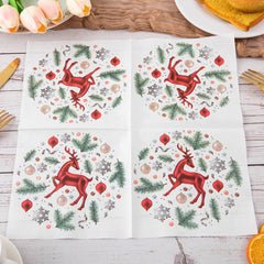 20pcs Christmas Elk Printed Napkin Holiday Party Decoration Tissue