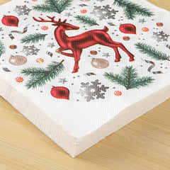 20pcs Christmas Elk Printed Napkin Holiday Party Decoration Tissue