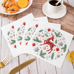20pcs Christmas Elk Printed Napkin Holiday Party Decoration Tissue