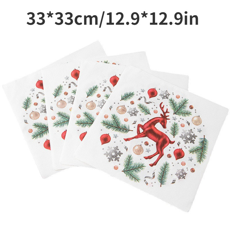 20pcs Christmas Elk Printed Napkin Holiday Party Decoration Tissue