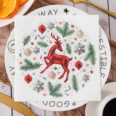 20pcs Christmas Elk Printed Napkin Holiday Party Decoration Tissue