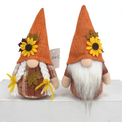 Thanksgiving Faceless Doll Ornament Orange Sunflower Maple Leaf Decoration