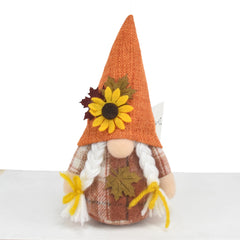 Thanksgiving Faceless Doll Ornament Orange Sunflower Maple Leaf Decoration