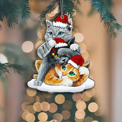 Acrylic Cat Christmas Hat Hanging Pendant for Holiday Party Decoration