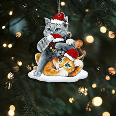Acrylic Cat Christmas Hat Hanging Pendant for Holiday Party Decoration