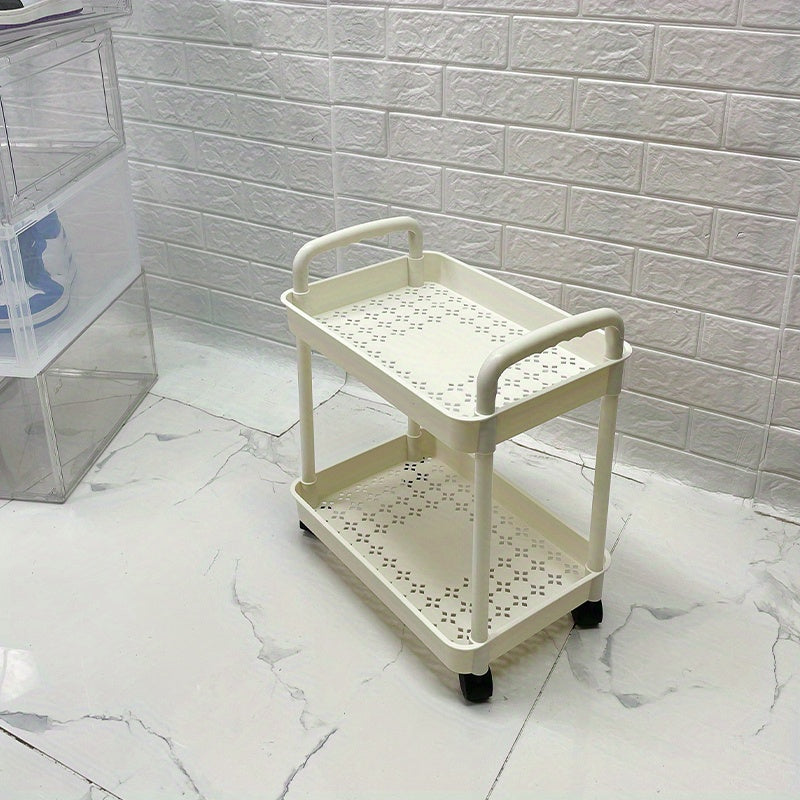 2 Layer Under Desk Storage Cart - Space Saving Organizer for Various Items