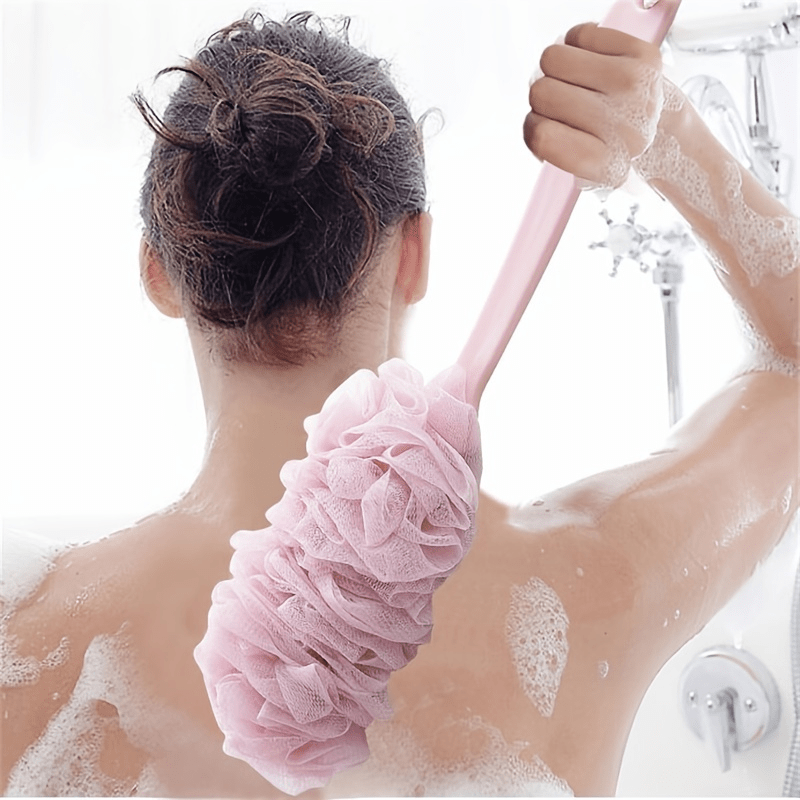 Long Handle Mesh Bath Brush Exfoliating Massage Sponge