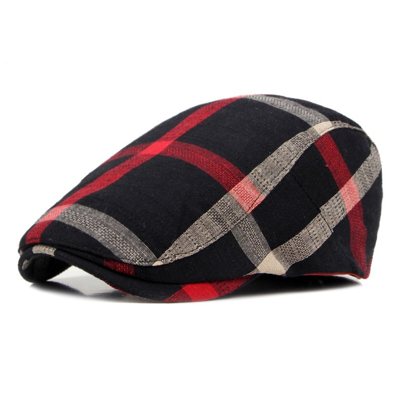Men's Outdoor Breathable Beret Plaid Peaked Cap