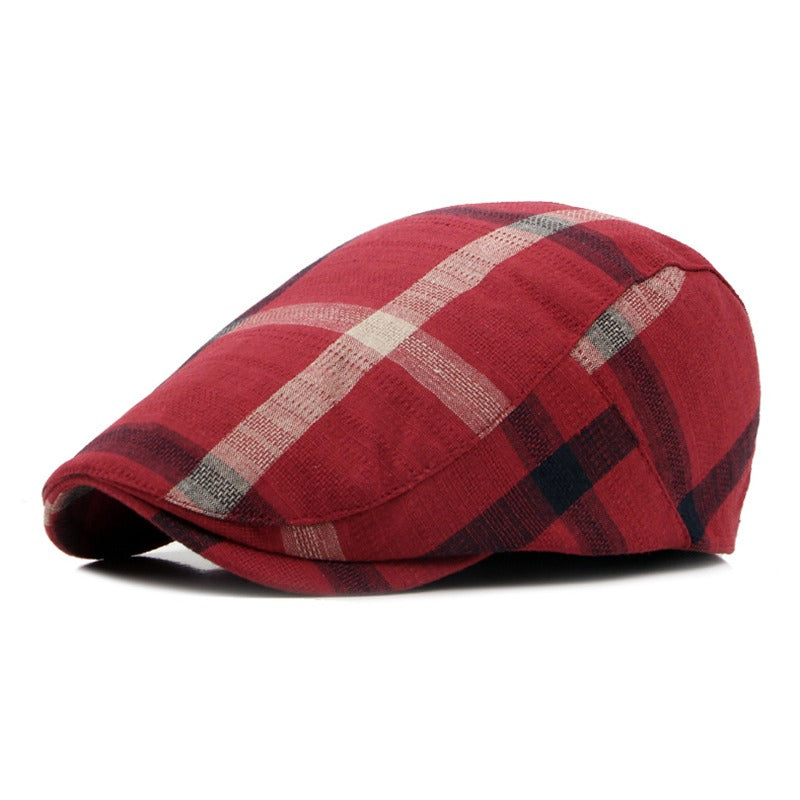 Men's Outdoor Breathable Beret Plaid Peaked Cap