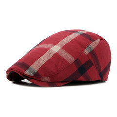 Men's Outdoor Breathable Beret Plaid Peaked Cap
