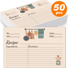 50pcs Kitchen Recipe Card Set DIY Recipe Card Box Wedding Bridal Shower