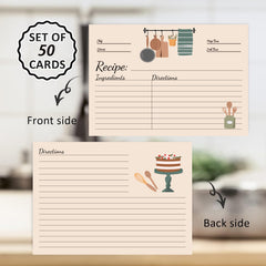 50pcs Kitchen Recipe Card Set DIY Recipe Card Box Wedding Bridal Shower