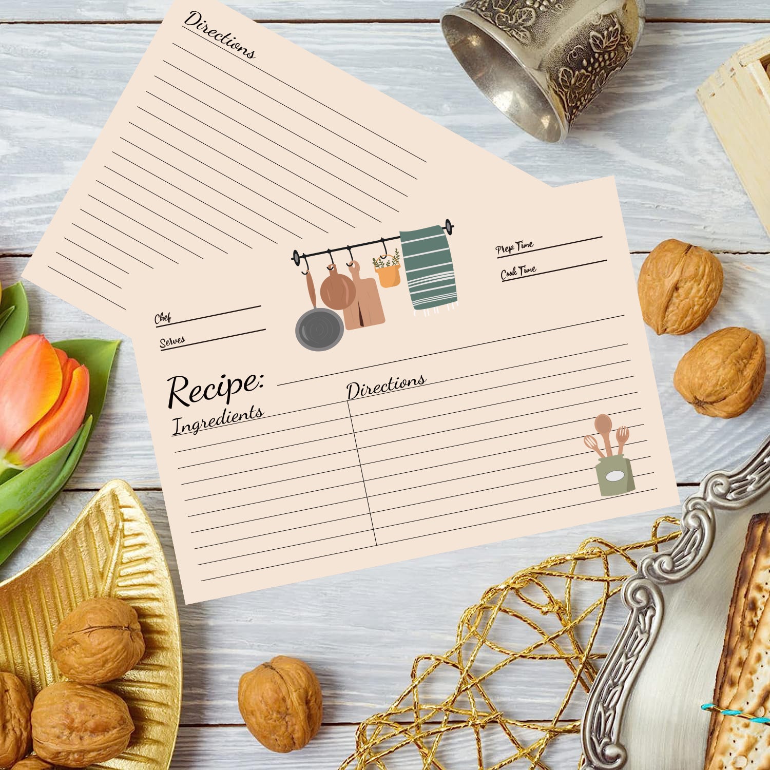 50pcs Kitchen Recipe Card Set DIY Recipe Card Box Wedding Bridal Shower