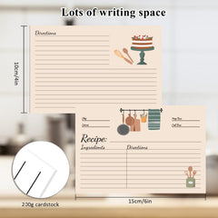 50pcs Kitchen Recipe Card Set DIY Recipe Card Box Wedding Bridal Shower