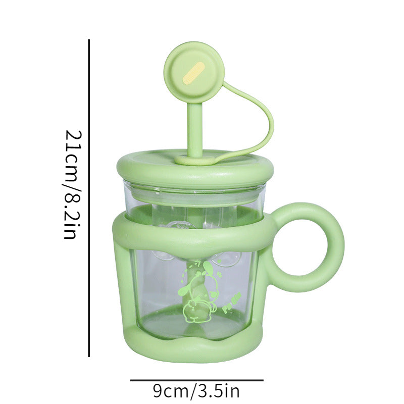 Water Cup With Straw And Spoon Glass Bottle
