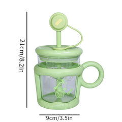 Water Cup With Straw And Spoon Glass Bottle