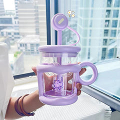 Water Cup With Straw And Spoon Glass Bottle